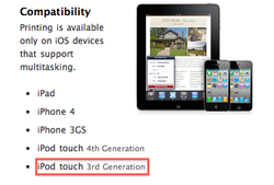 Has Apple dropped AirPrint support for 2nd-Gen iPod touch