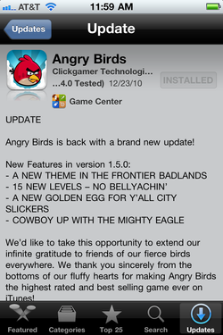 Angry Birds for iPhone/iPod Touch brings 15 new levels and more!