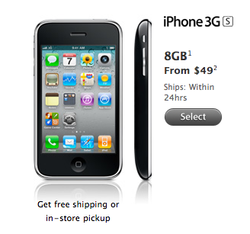 iPhone 3GS price drop to $49 on Apple.com as well