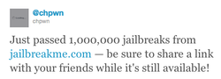 JailbreakMe.com Jailbreaks 1,000,000 iOS devices... and counting