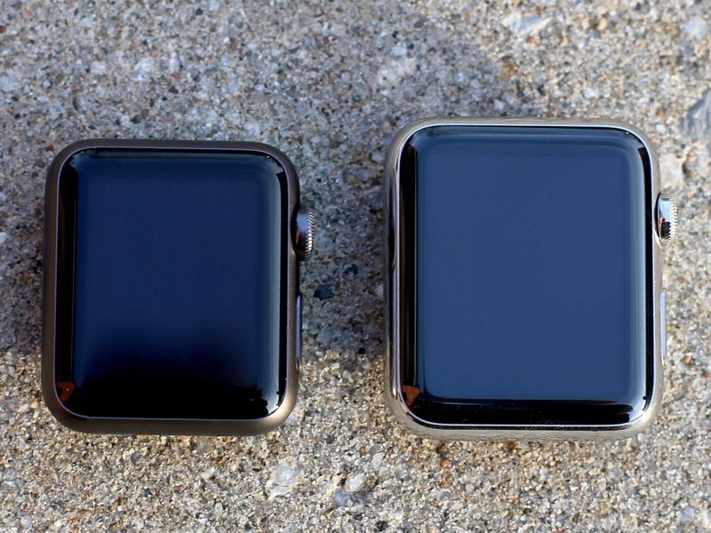 Space Black Sport case and Silver Stainless Steel case from the front