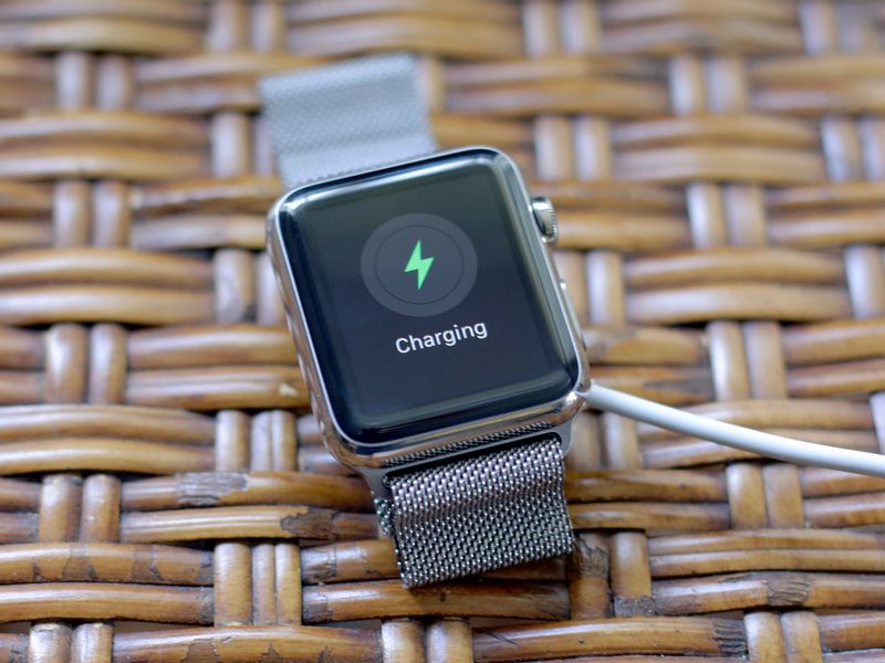 Apple Watch on charger from the front
