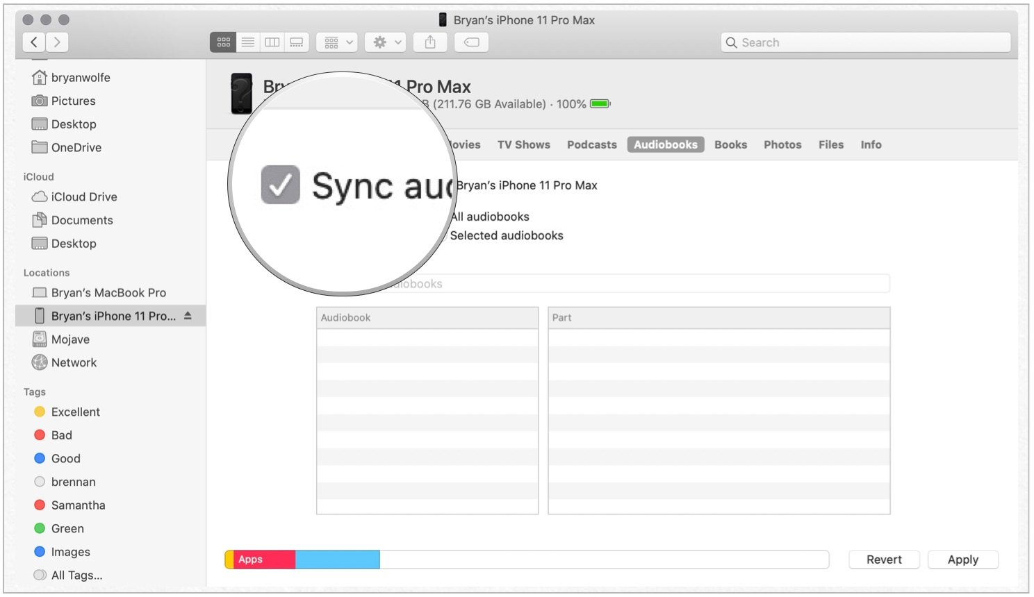 sync audiobooks on macOS Catalina