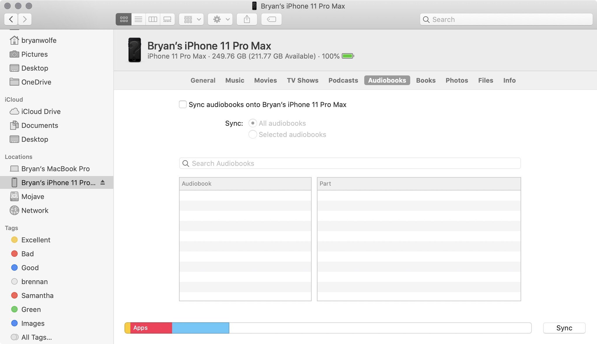 sync audiobooks on macOS Catalina
