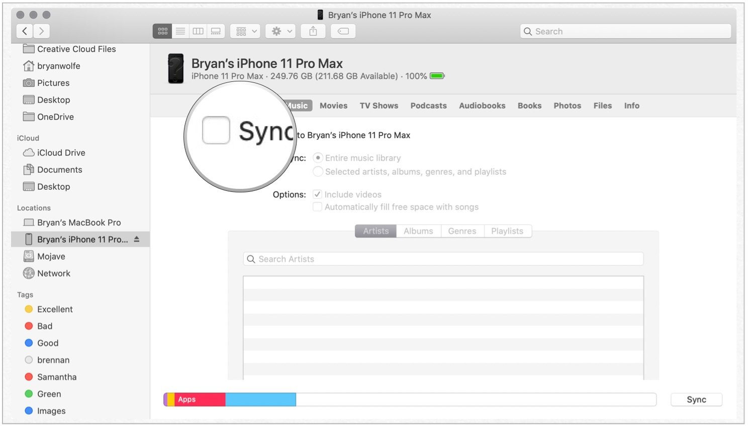 sync music on macOS Catalina