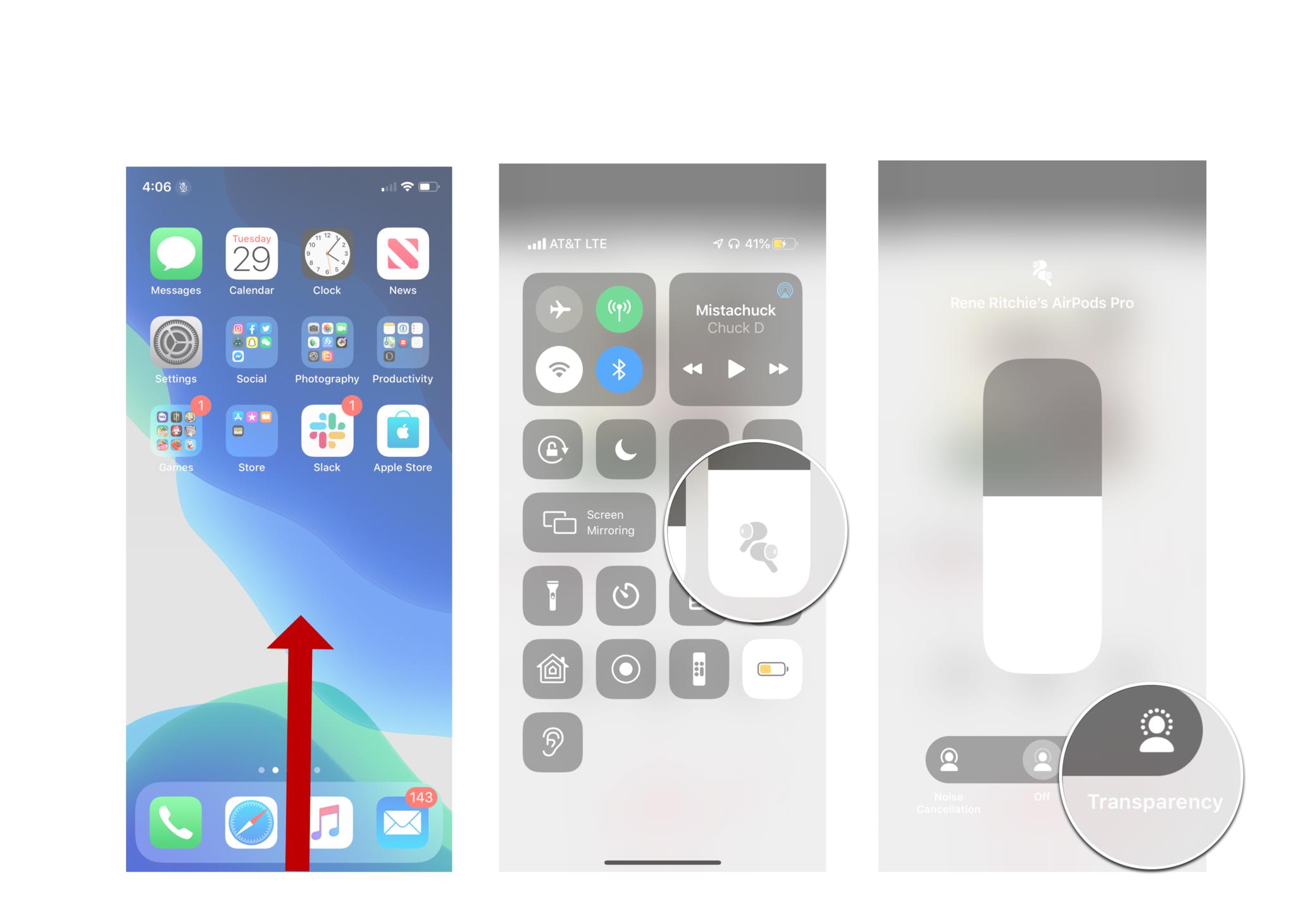 Open Control Center, tap volume slide and then tap transparency"