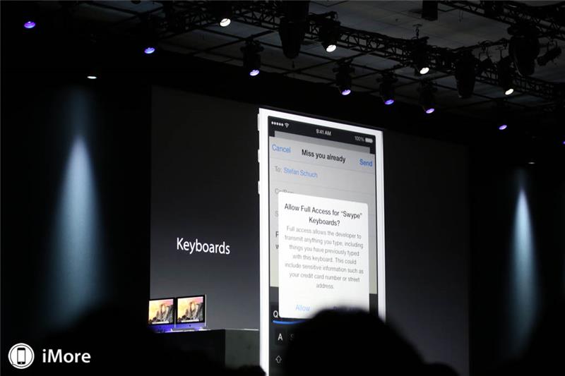 iOS 8 provides support for third-party keyboards