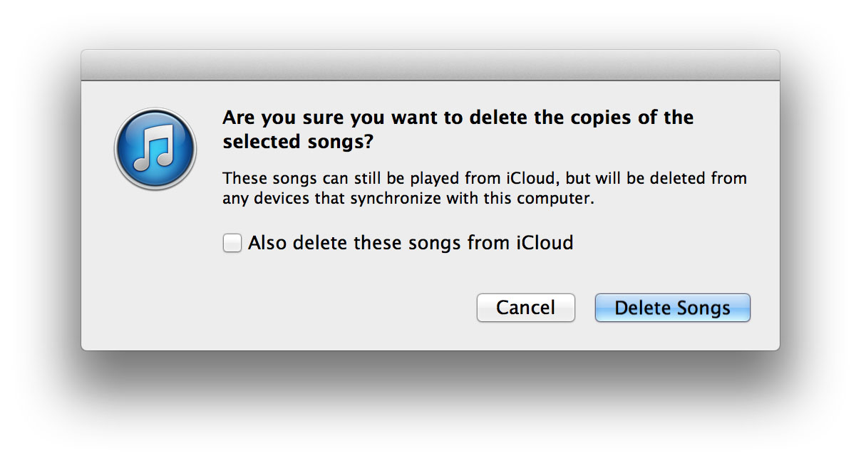 Delete selected songs