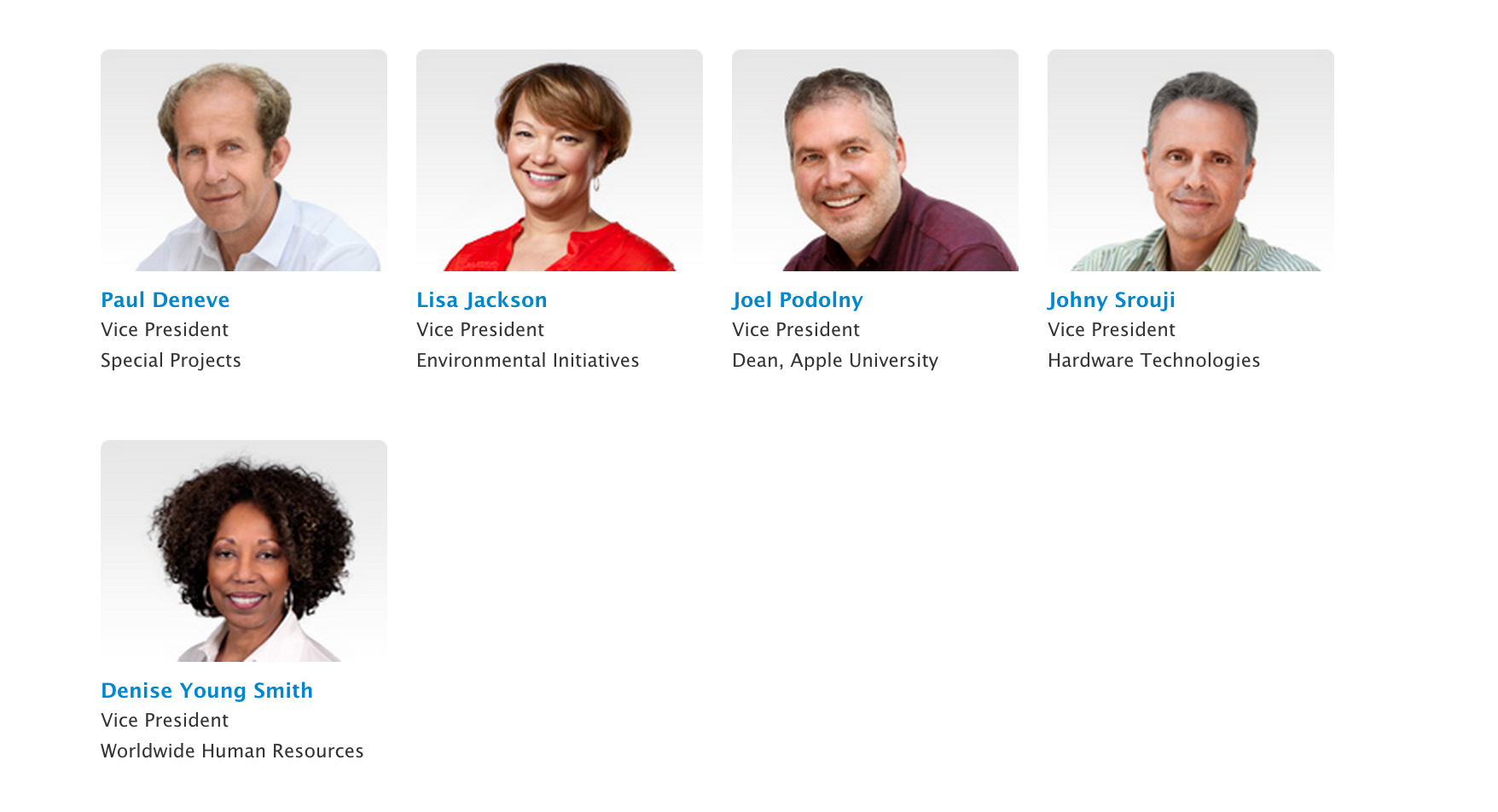 Apple profiles the Vice Presidents that report to Tim Cook