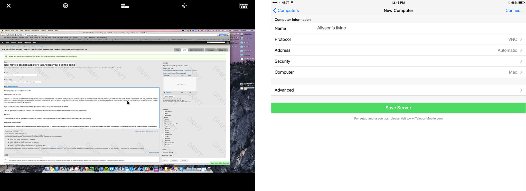 Best remote desktop apps for iPad: iTeleport
