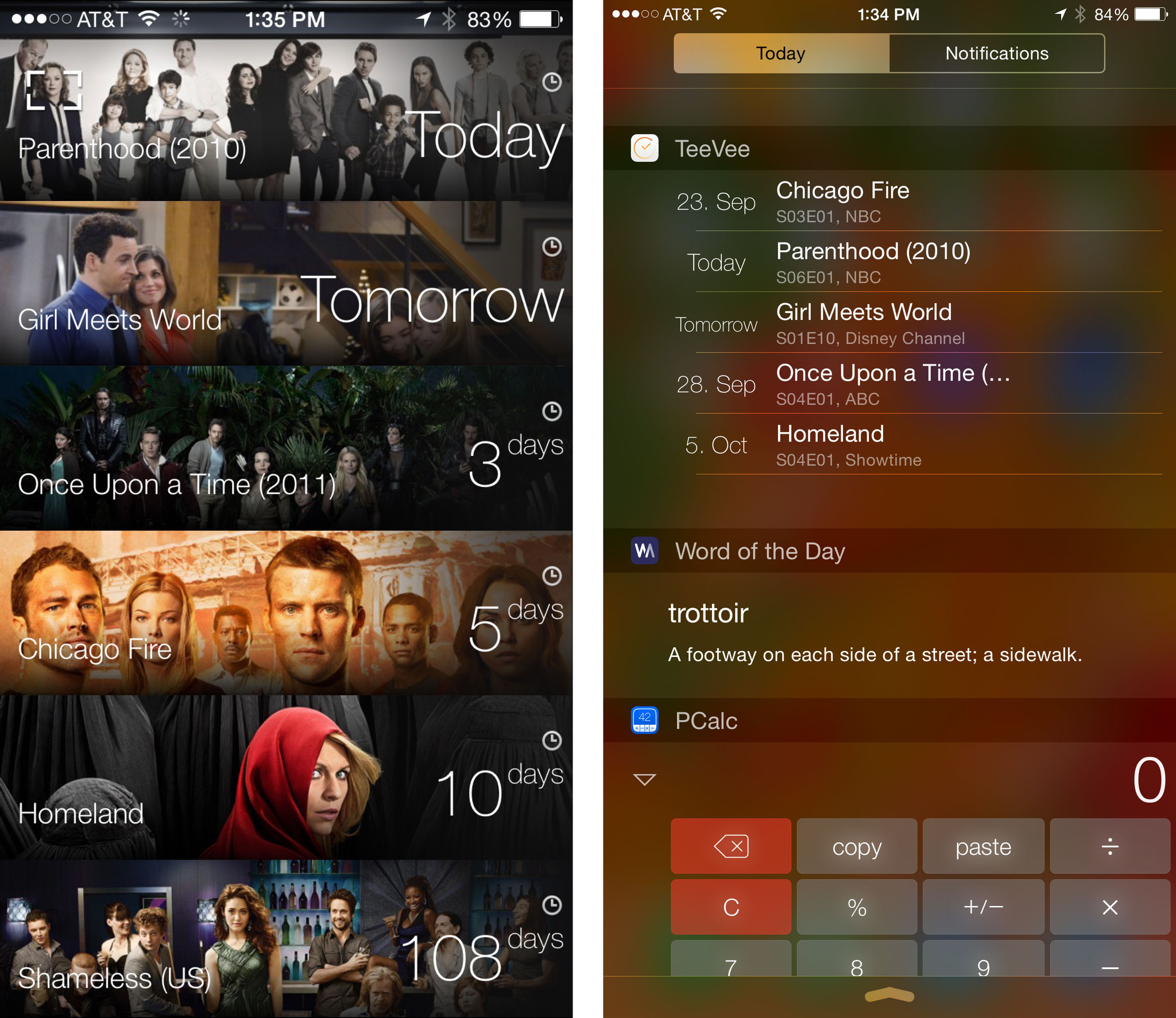 Best apps with Notification Center widgets for iOS 8: TeeVee 3
