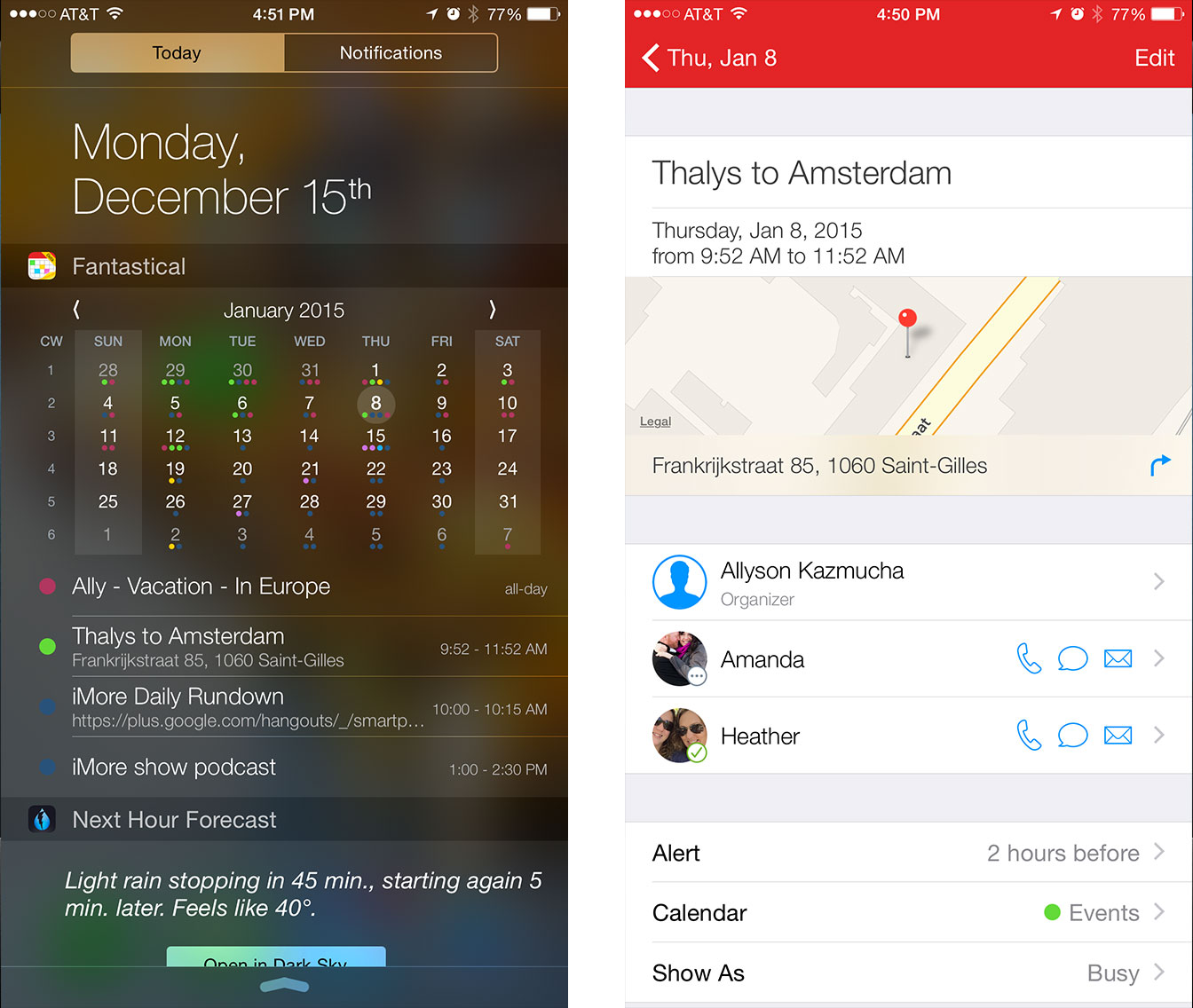 Best apps with Notification Center widgets for iOS 8: Fantastical 2
