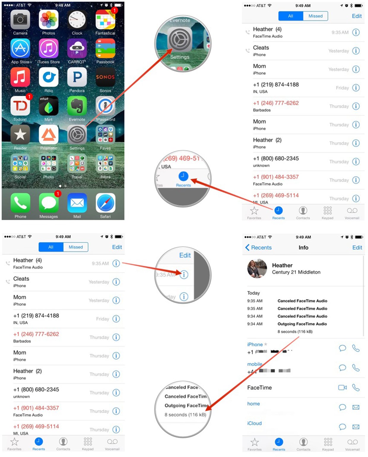 How to view FaceTime data usage for an individual call in the Phone app
