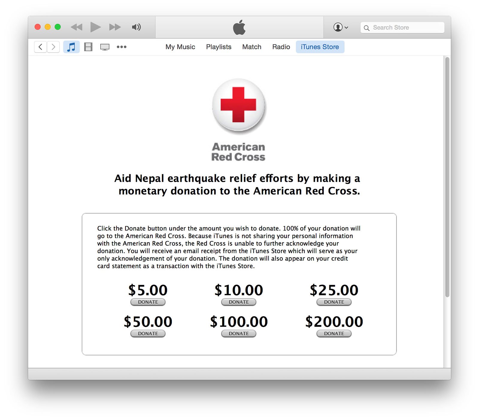 Aid American Red Cross' Nepal relief efforts via iTunes