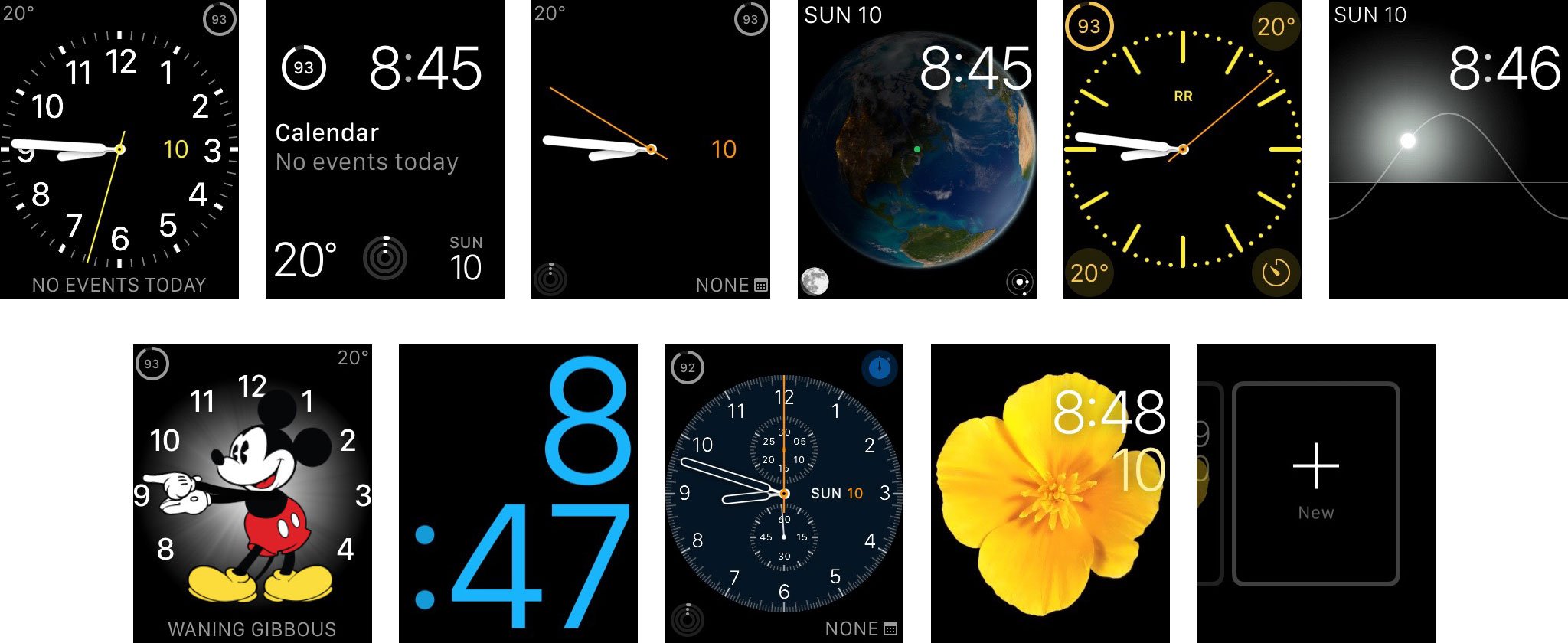 Utility, Modular, Simple, Astronomy, Color, Solar, Mickey, X-Large, Chronograph, Motion, and New