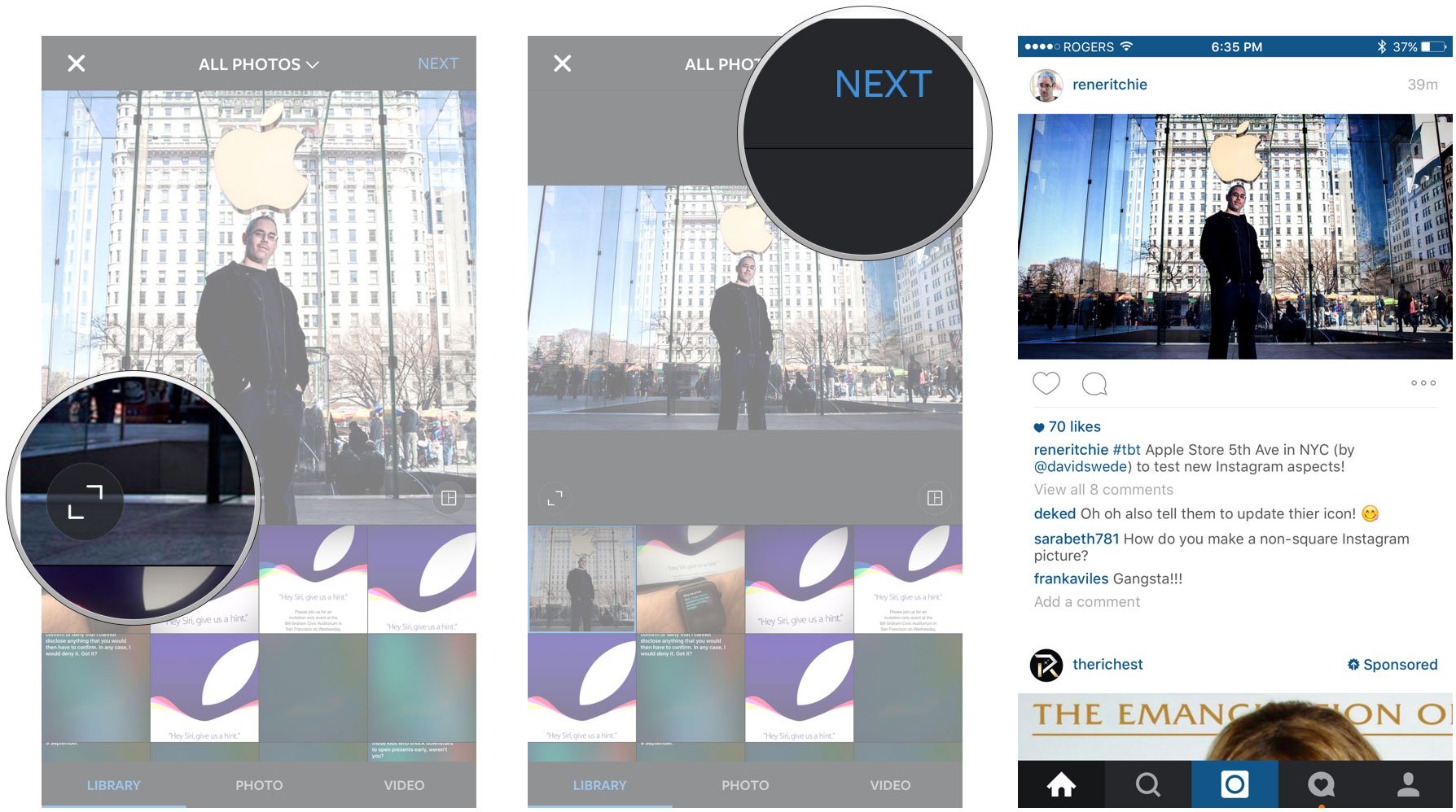 How to post portrait and landscape photos on instagram