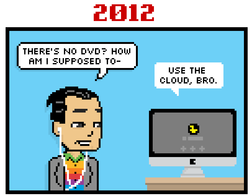2012 theres no dvd? how am i supposed to- use the cloud, bro.