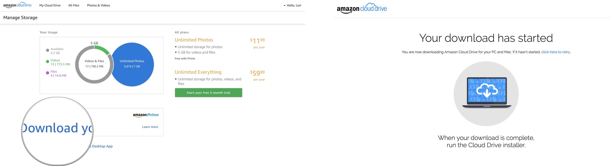 Скачивание приложения Amazon Cloud Drive