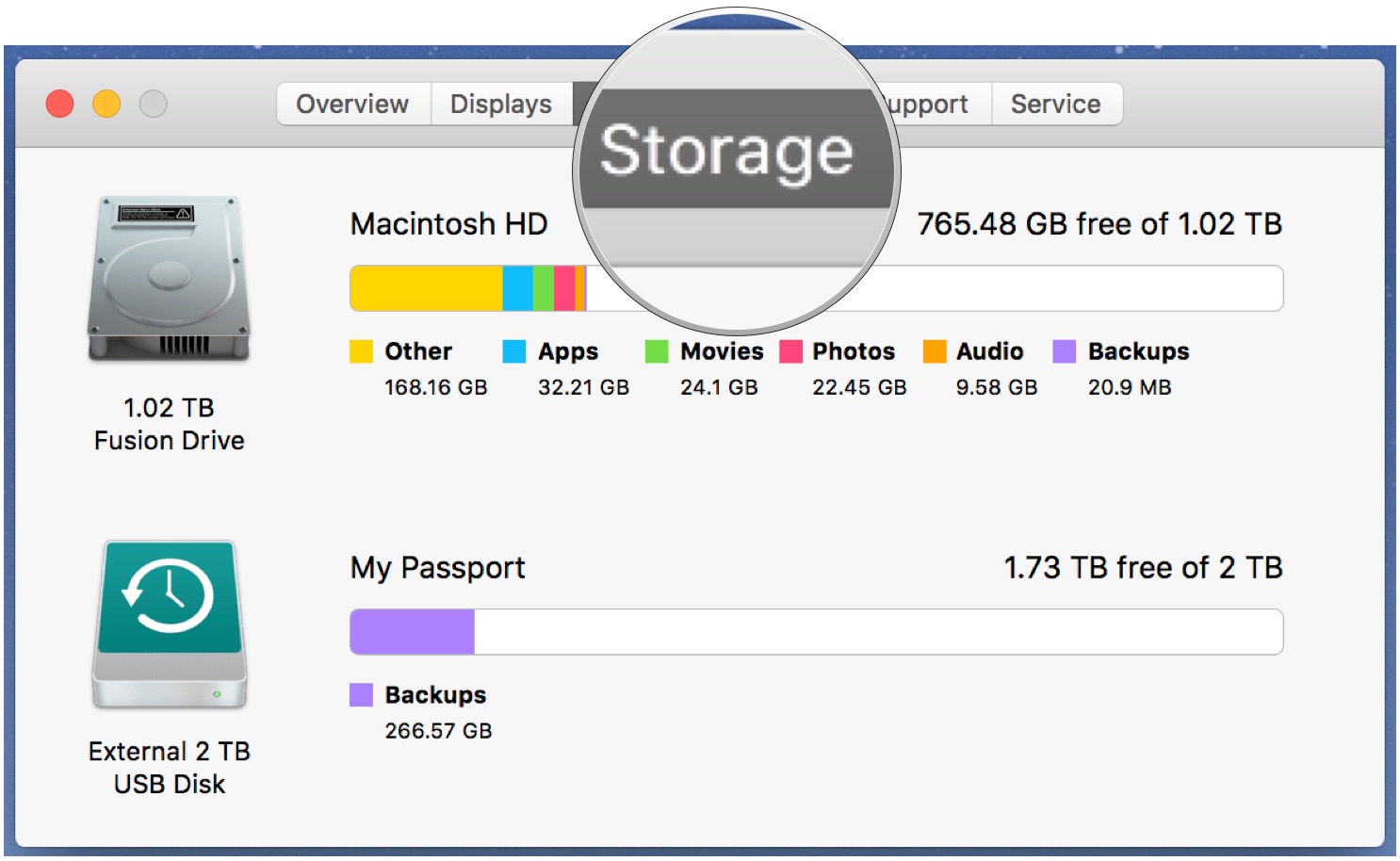 Finding storage on Mac