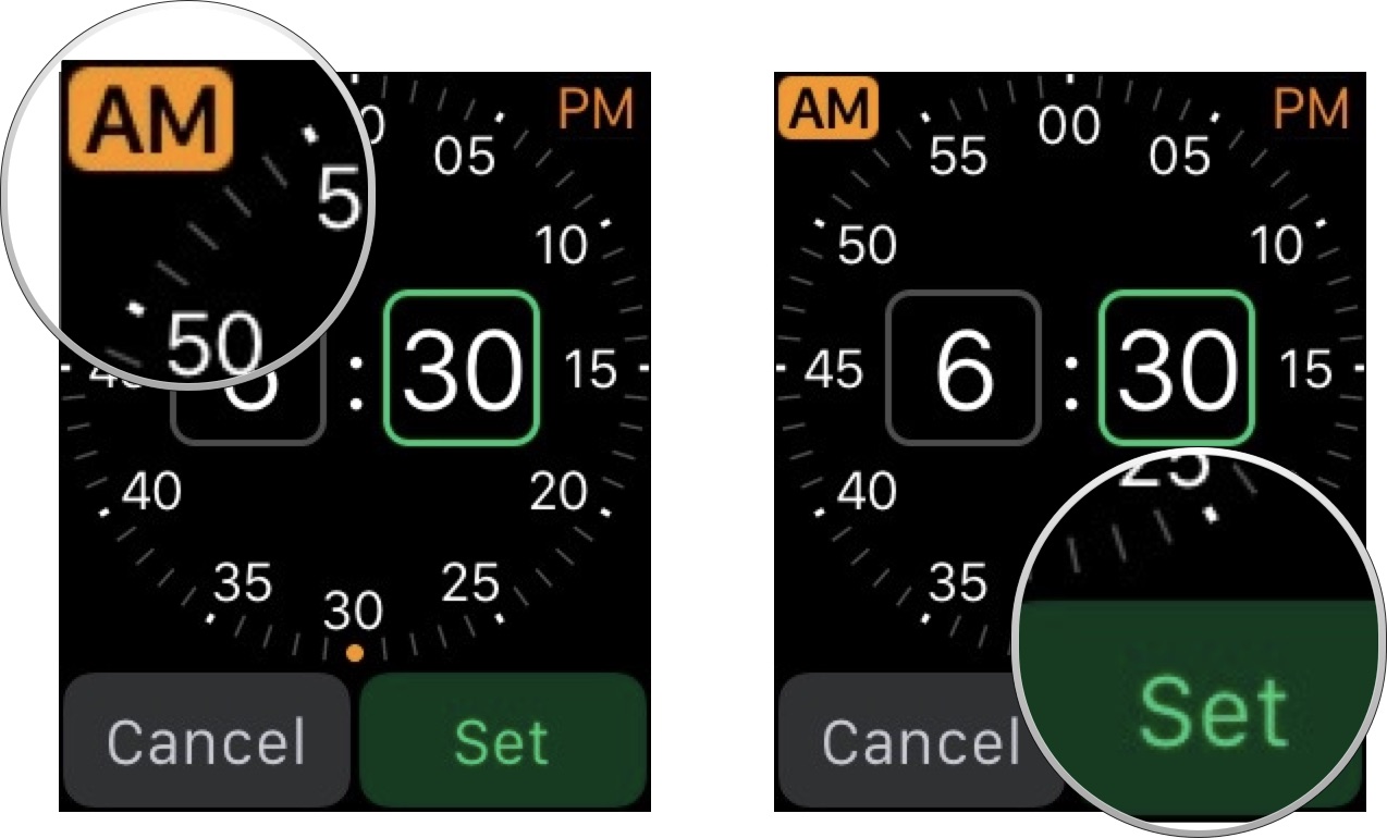 Setting the morning alarm on Apple Watch