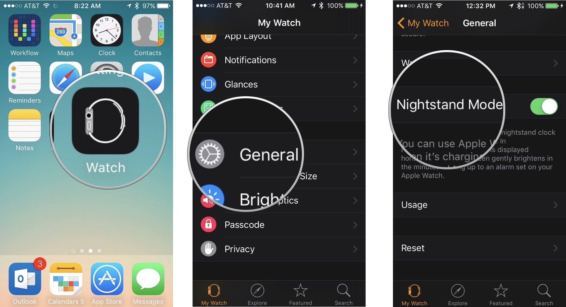 Включение ночного режима для Apple Watch на iPhone