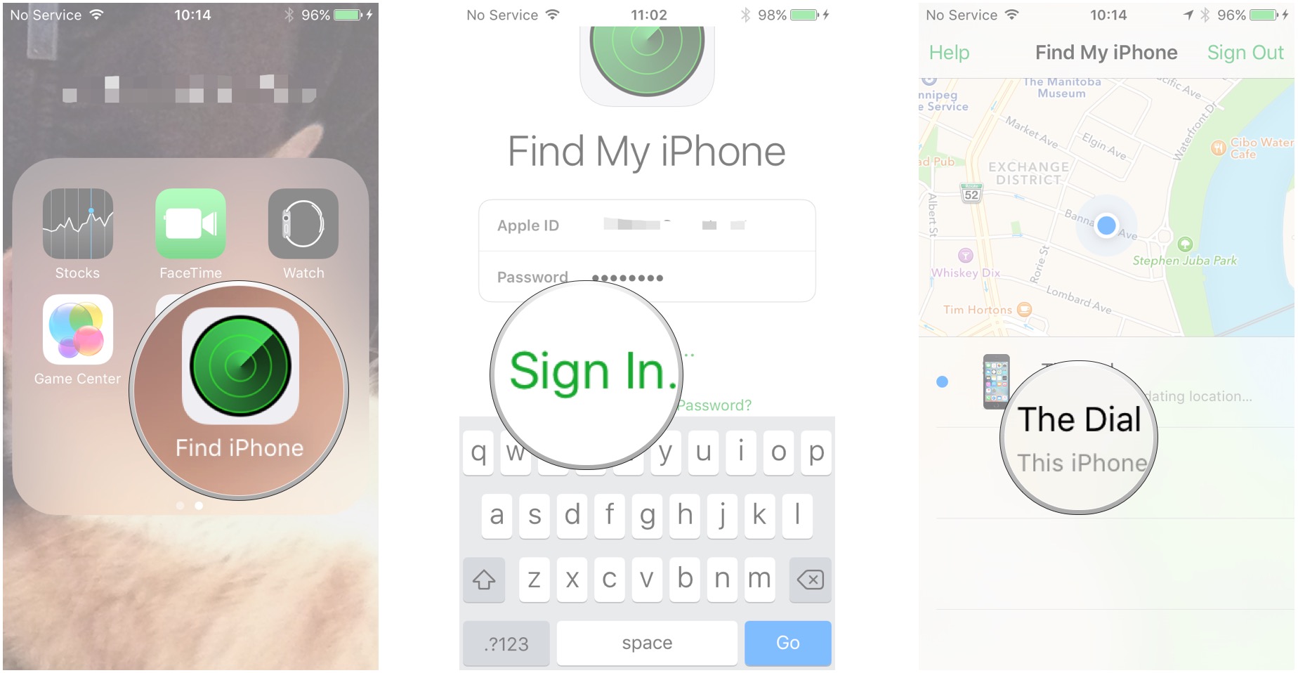 Launch Find My iPhone, sign in, tap on the device you&#39;d like to erase