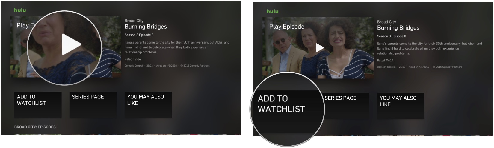 Воспроизведение фильма в Hulu на Apple TV