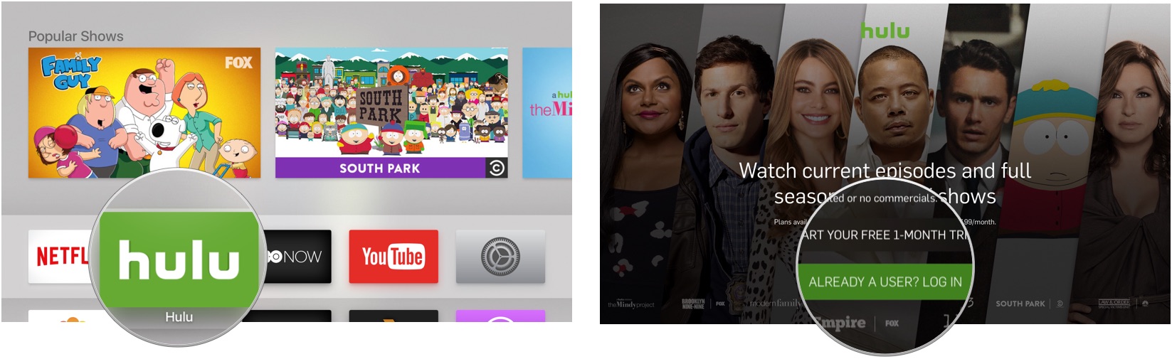 Открытие Hulu на Apple TV