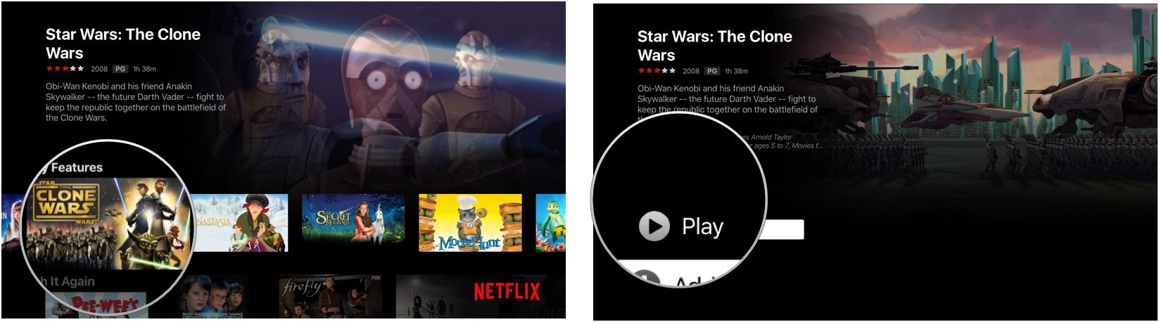 Playing a movie in Netflix V