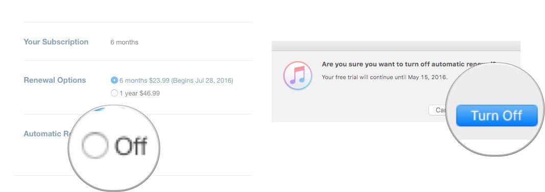 Отключение автоматического продления в iTunes на Mac