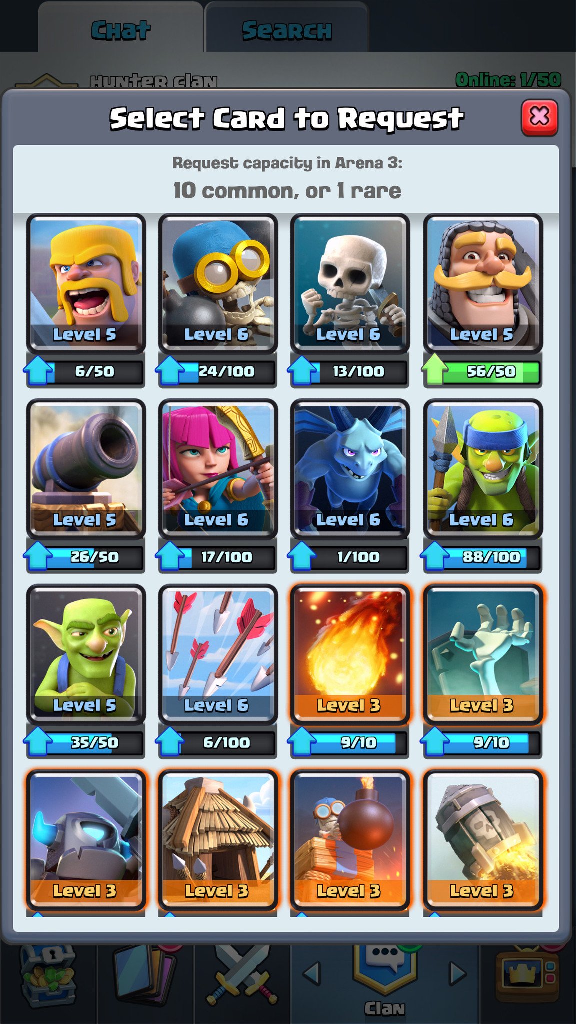 Request cards from your Clanmates.