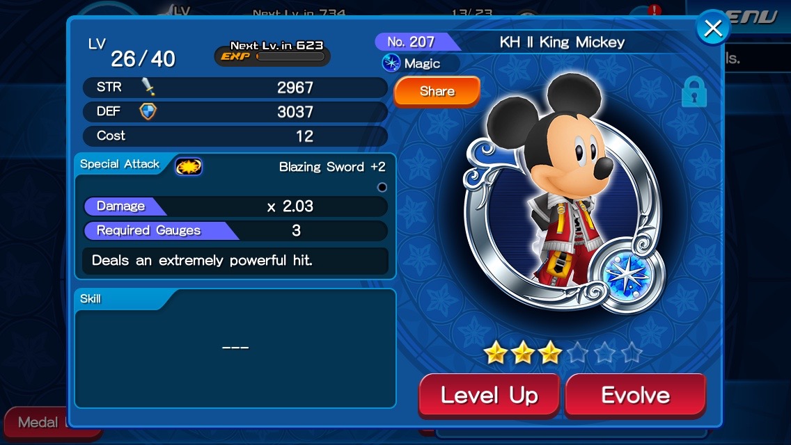 Leveling up medals in Kingdom Hearts Unchained X