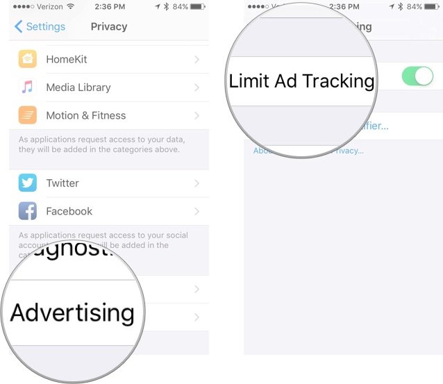 Limiting ad tracking on iPhone