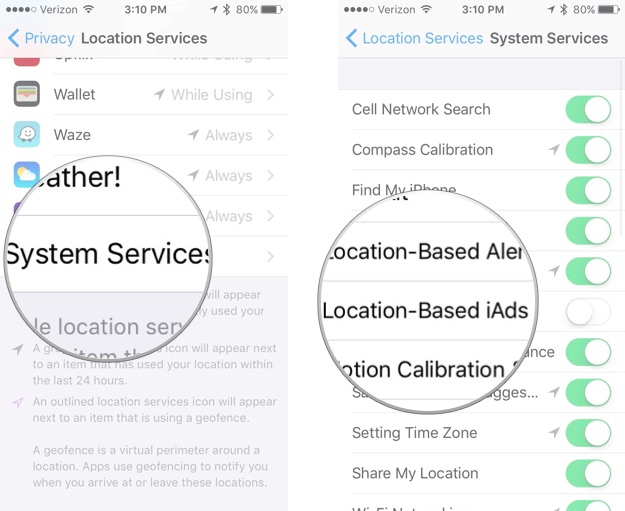 Turning off location-based iAds on iPhone