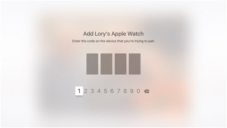 Entering the 4-digit code on Apple TV