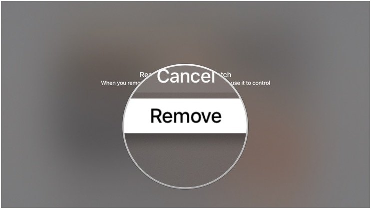 Removing a device in the Remote app on Apple TV