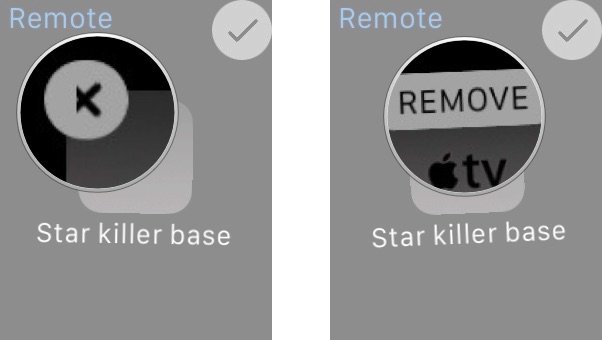 Removing a device in the Remote app on Apple Watch