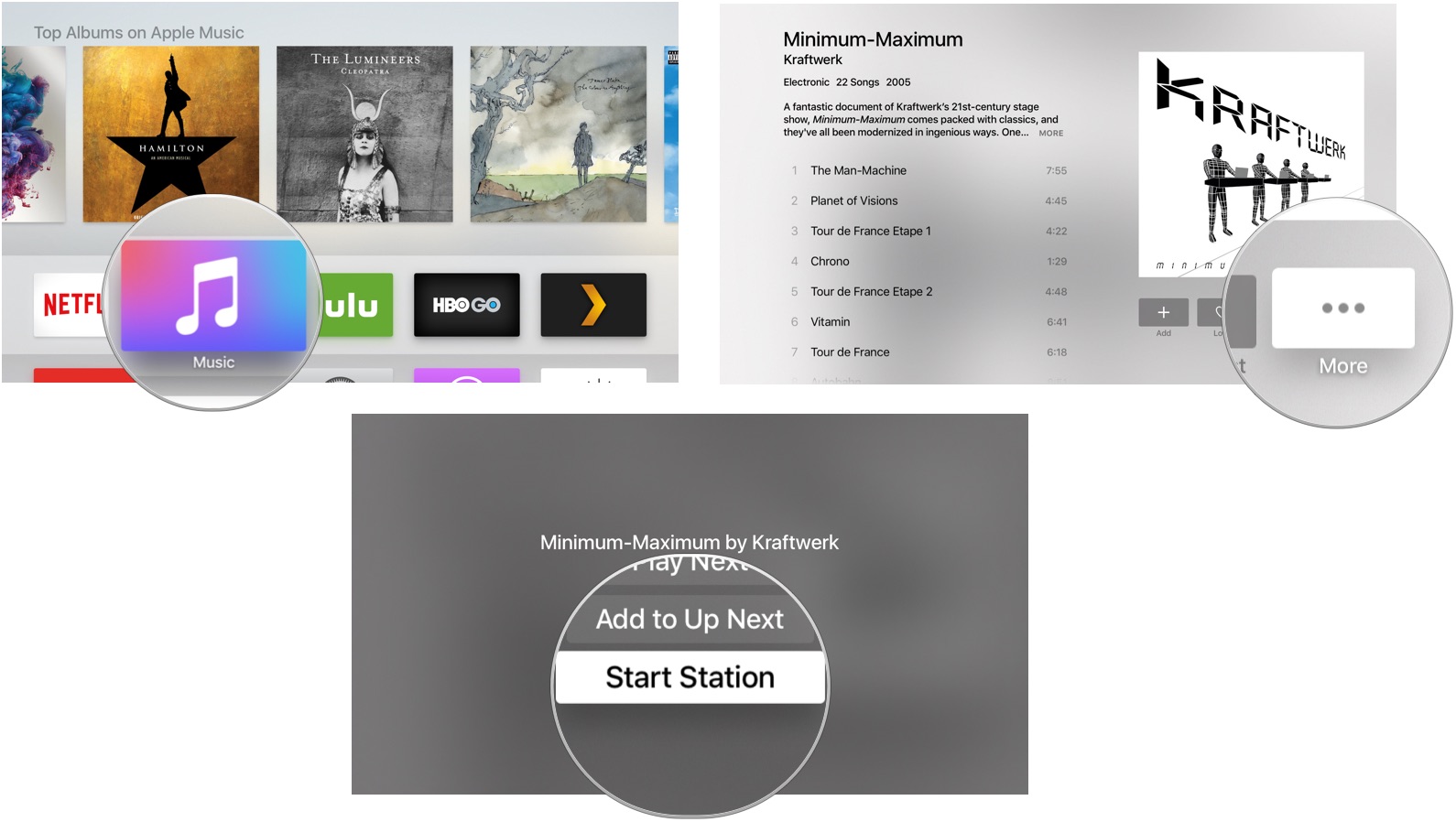 Starting a station based on an album in Apple Music on Apple TV