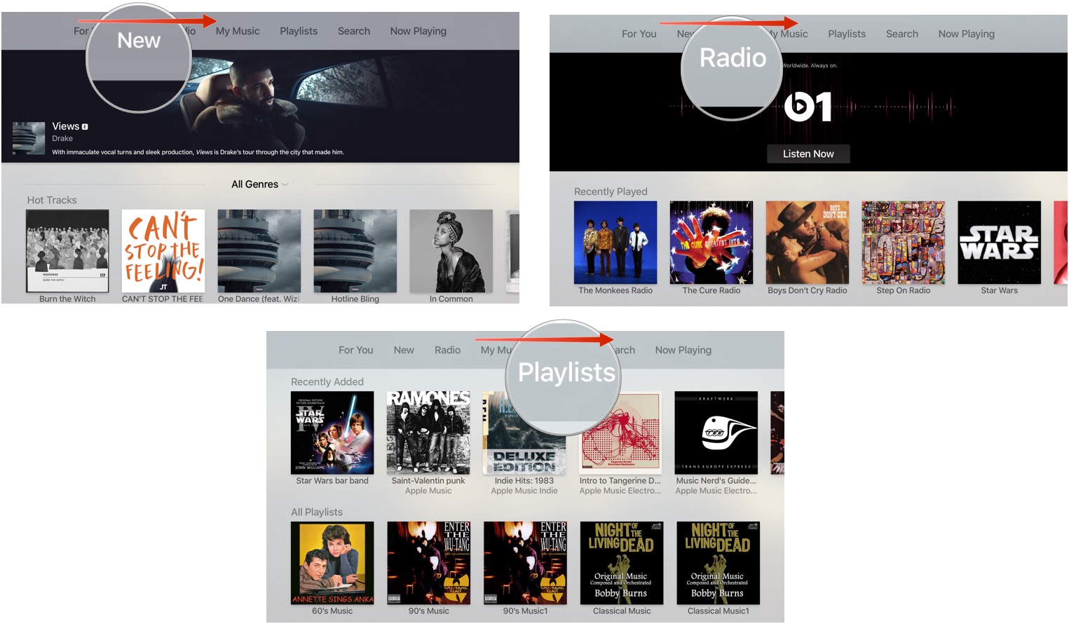 Новости, радио и плейлисты в Apple Music на Apple TV