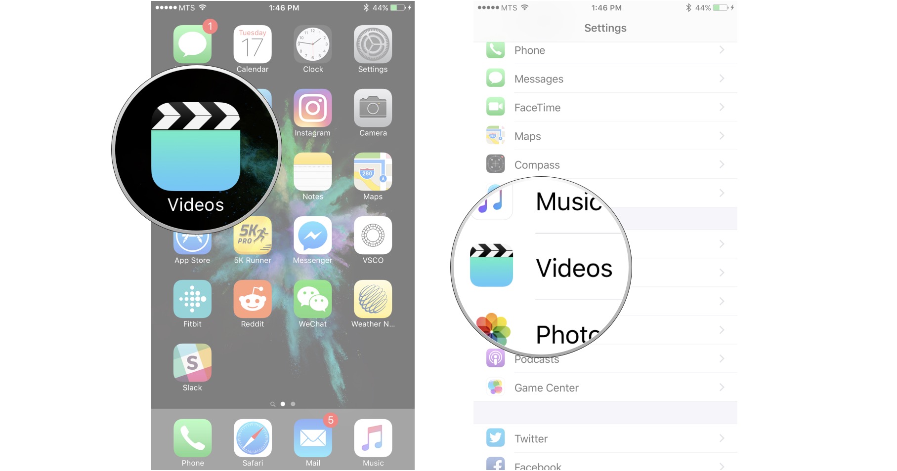 Launch the Settings app from your Home screen, and then tap on Videos.