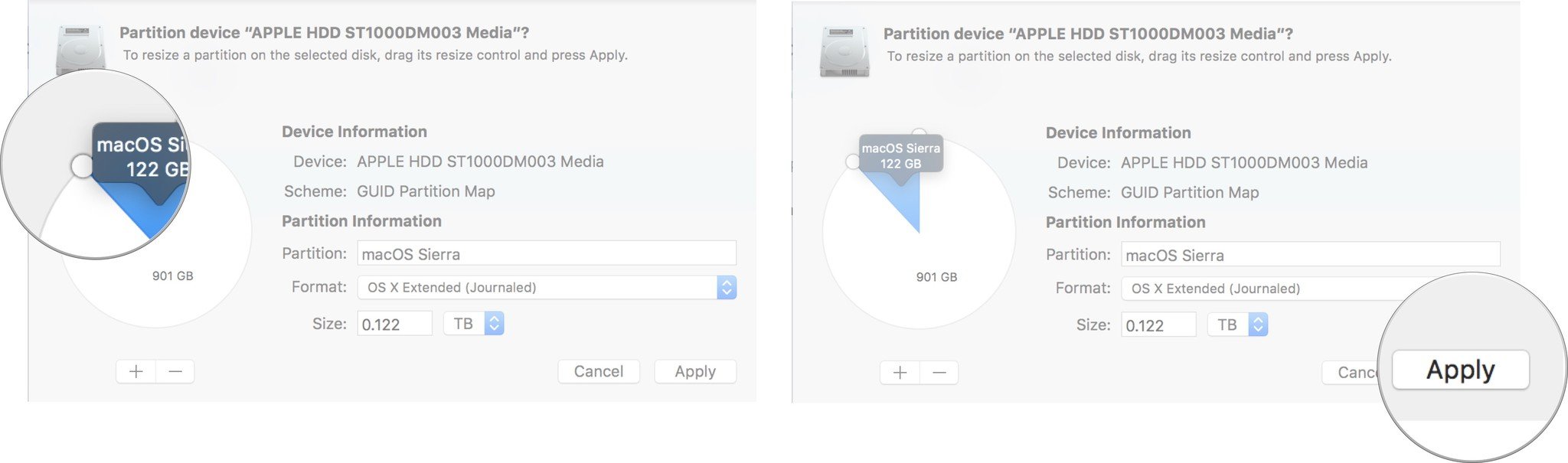 Resizing and naming the new partition on Mac