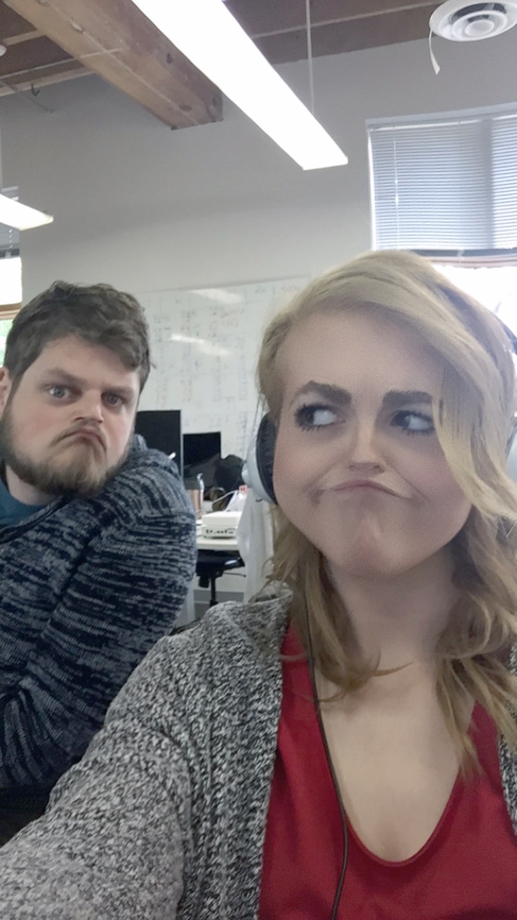Double frowny-face Snapchat lens