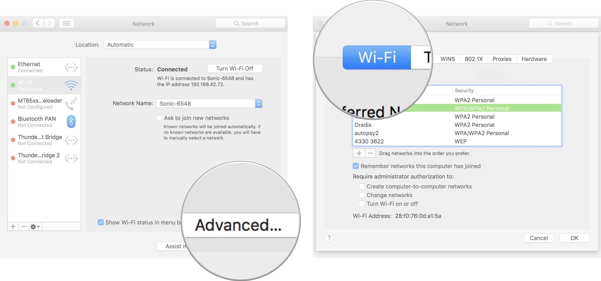 Расширенные настройки Wi-Fi на Mac