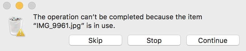 cant delete file mac in use