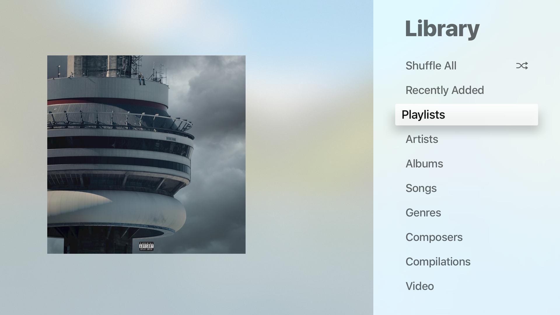 Music library on Apple TV