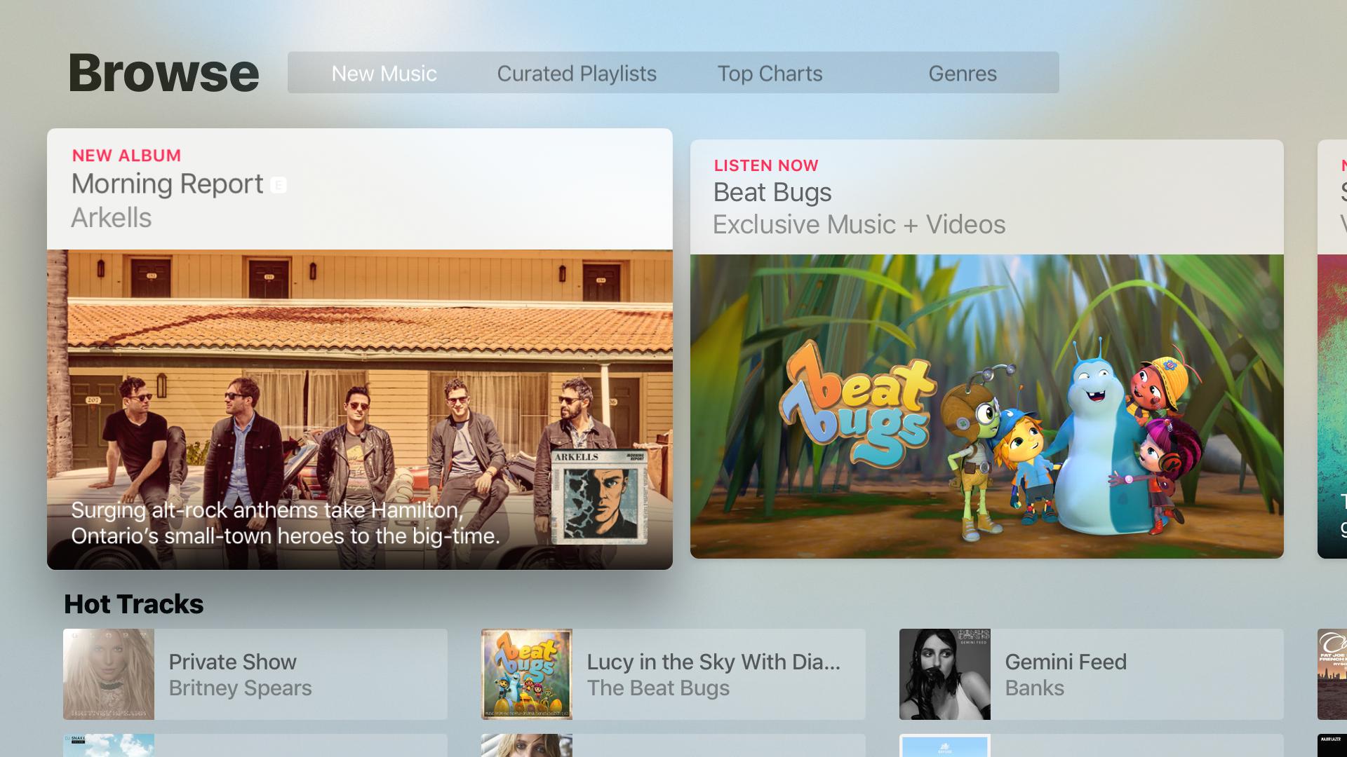 Browse music on Apple TV