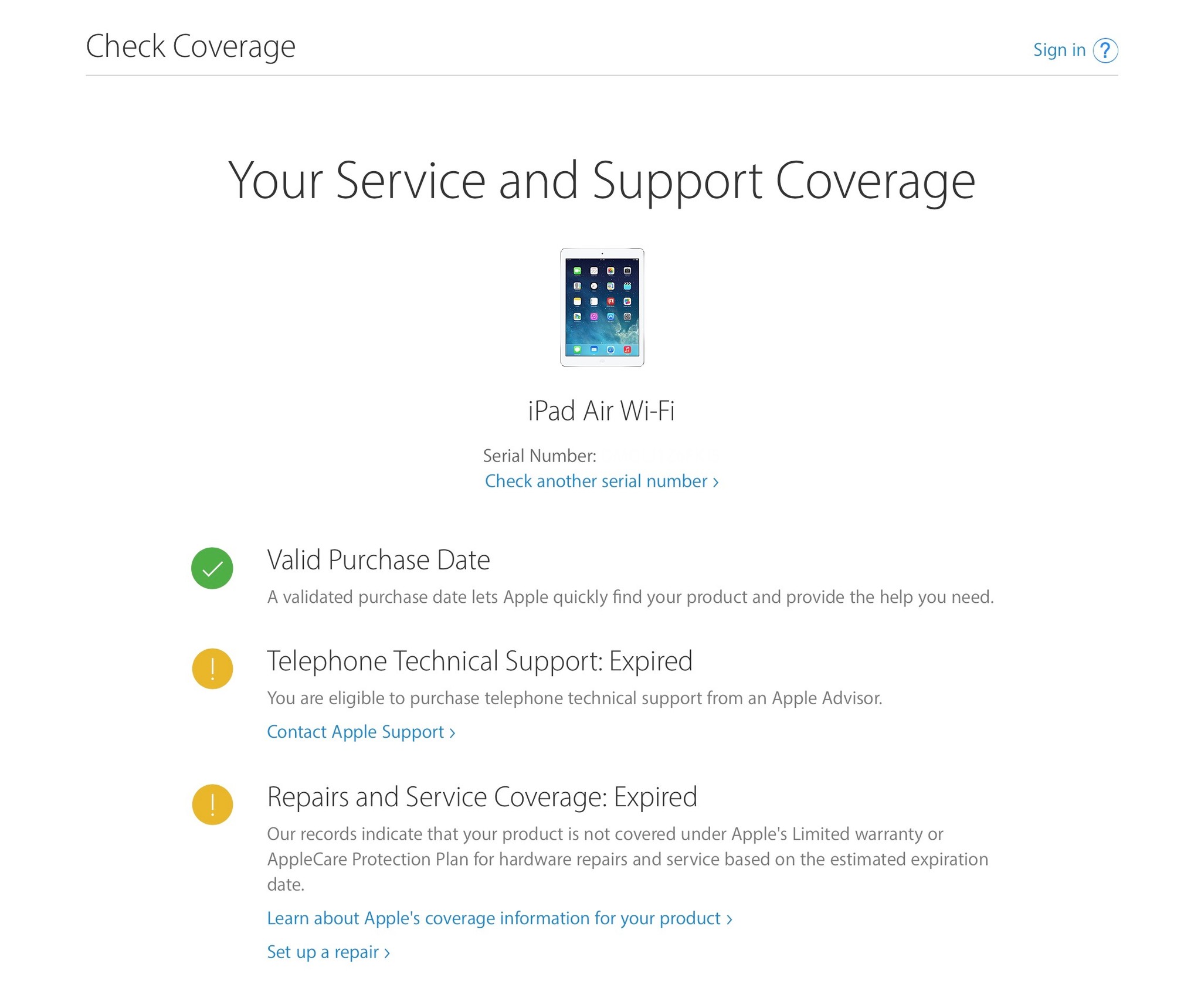 A device with expired AppleCare coverage