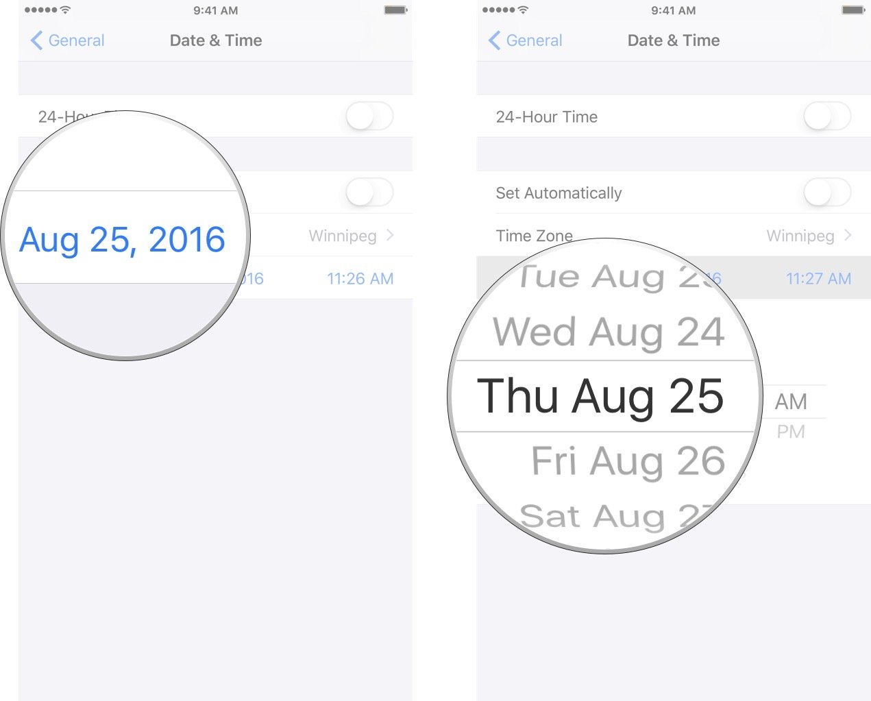 Tap on the date, and then adjust the picker to display the date and time you wish.