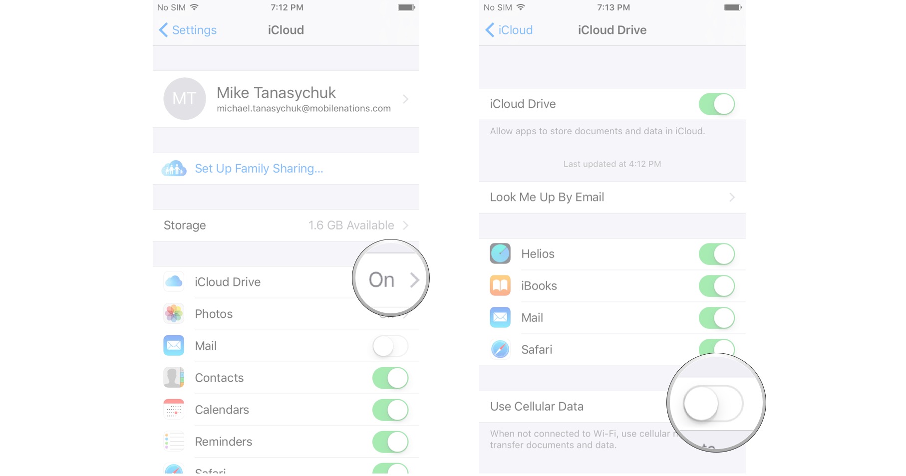 Tap on iCloud Drive and scroll all the way to the bottom and turn off the cellular data option.