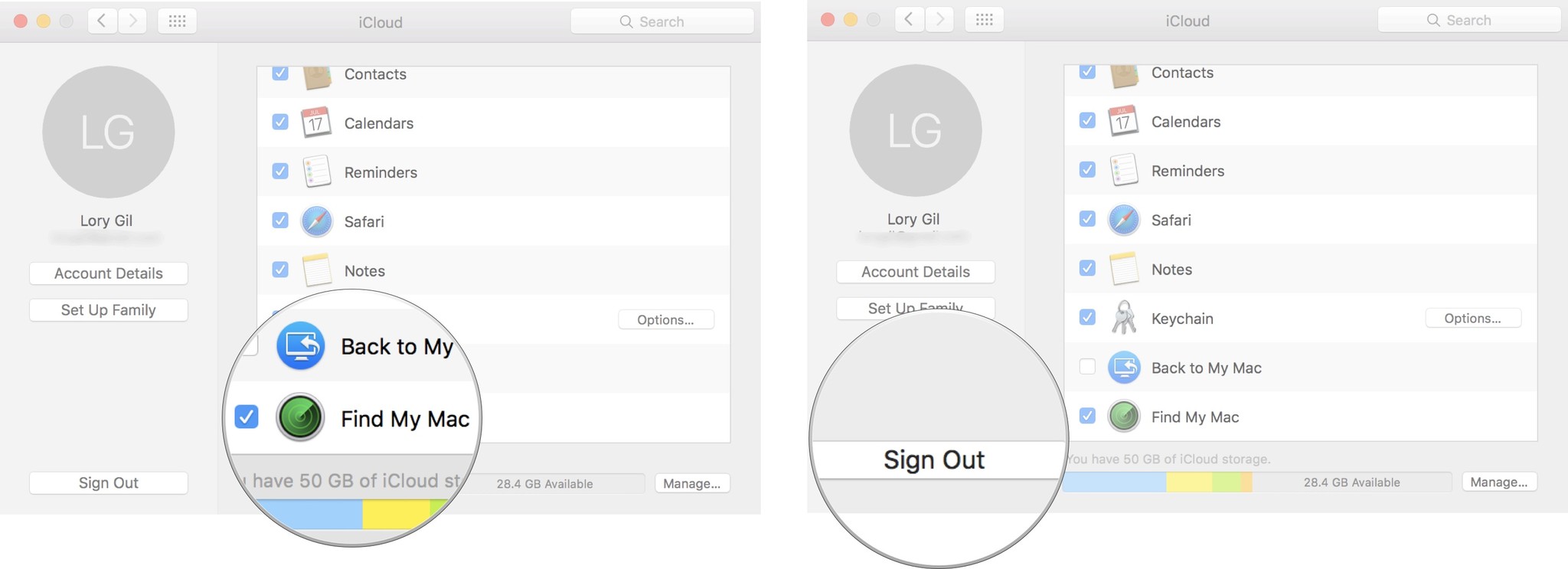 How to reset your Mac before selling it, showing Signing out of iCloud on Mac